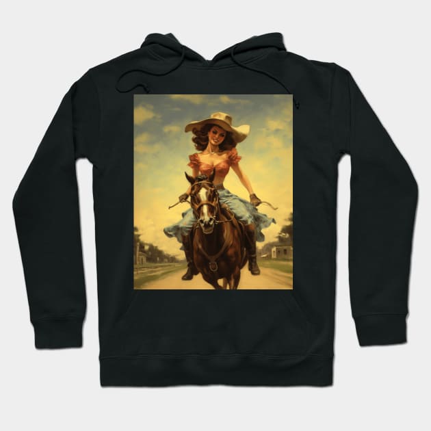 A Pin Up Girl Riding a Horse Hoodie by goodoldvintage